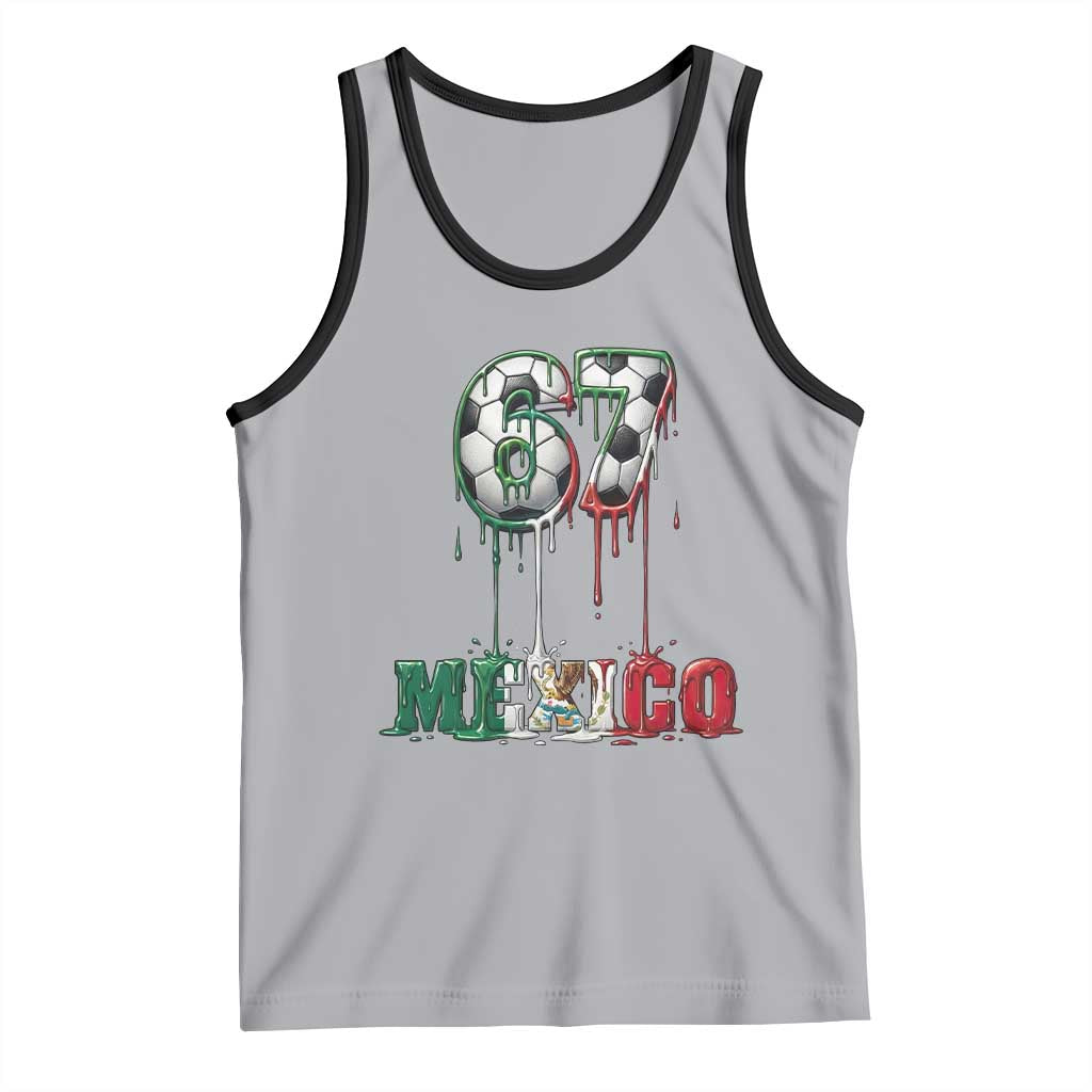 Funny Mexico Soccer 67 Meme Tank Top Chicano Soccer Lovers TS12 Athletic Heather Black Print Your Wear