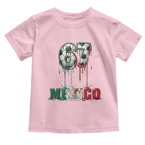 Funny Mexico Soccer 67 Meme Toddler T Shirt Chicano Soccer Lovers TS12 Light Pink Print Your Wear