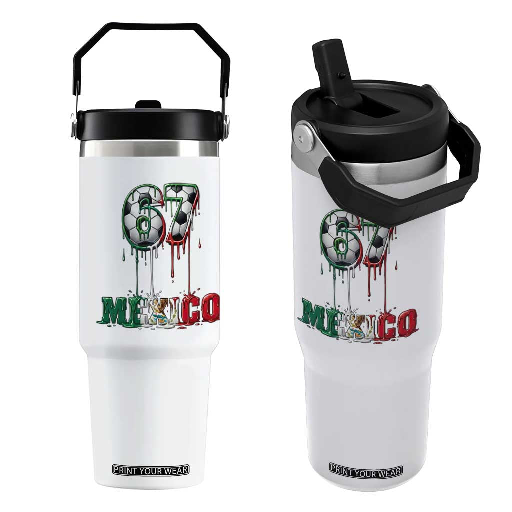 Funny Mexico Soccer 67 Meme Flip Straw Tumbler Chicano Soccer Lovers TS12 One Size: 30 oz White Print Your Wear