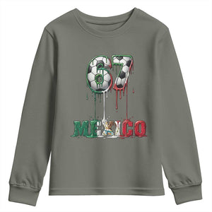 Funny Mexico Soccer 67 Meme Youth Sweatshirt Chicano Soccer Lovers TS12 Military Green Print Your Wear
