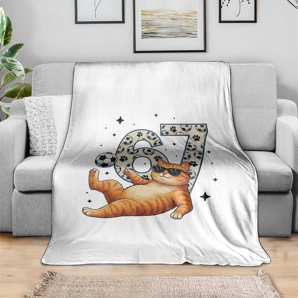 Funny Cat Playing Soccer Throw Blanket Six Seven Meme TS12 Print Your Wear