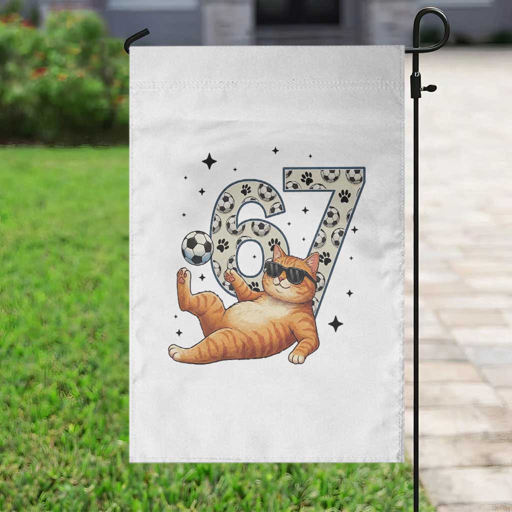 Funny Cat Playing Soccer Garden Flag Six Seven Meme TS12 Print Your Wear