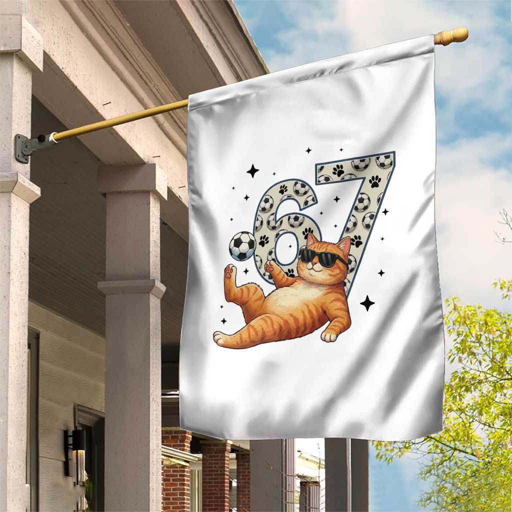 Funny Cat Playing Soccer Garden Flag Six Seven Meme TS12 Print Your Wear