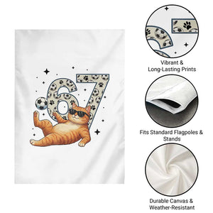 Funny Cat Playing Soccer Garden Flag Six Seven Meme TS12 Print Your Wear