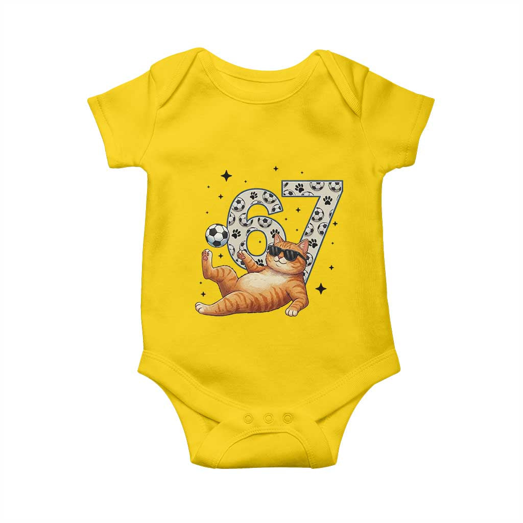 Funny Cat Playing Soccer Baby Onesie Six Seven Meme TS12 Daisy Print Your Wear
