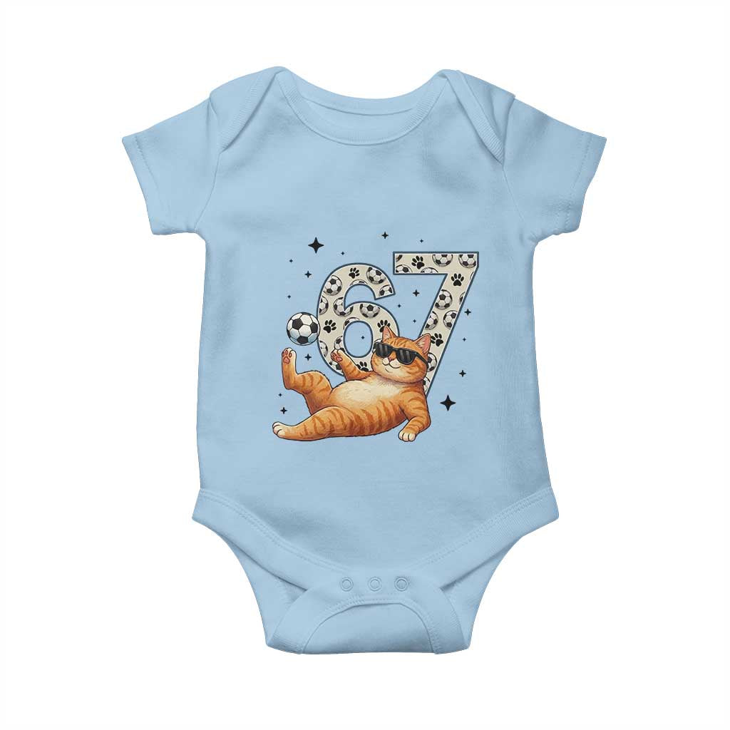Funny Cat Playing Soccer Baby Onesie Six Seven Meme TS12 Light Blue Print Your Wear