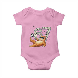 Funny Cat Playing Soccer Baby Onesie Six Seven Meme TS12 Light Pink Print Your Wear