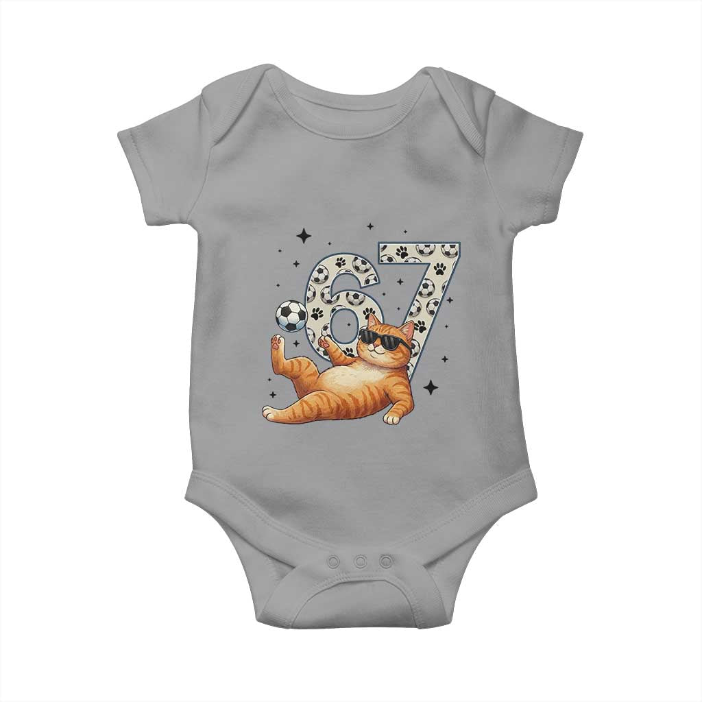 Funny Cat Playing Soccer Baby Onesie Six Seven Meme TS12 Sport Gray Print Your Wear