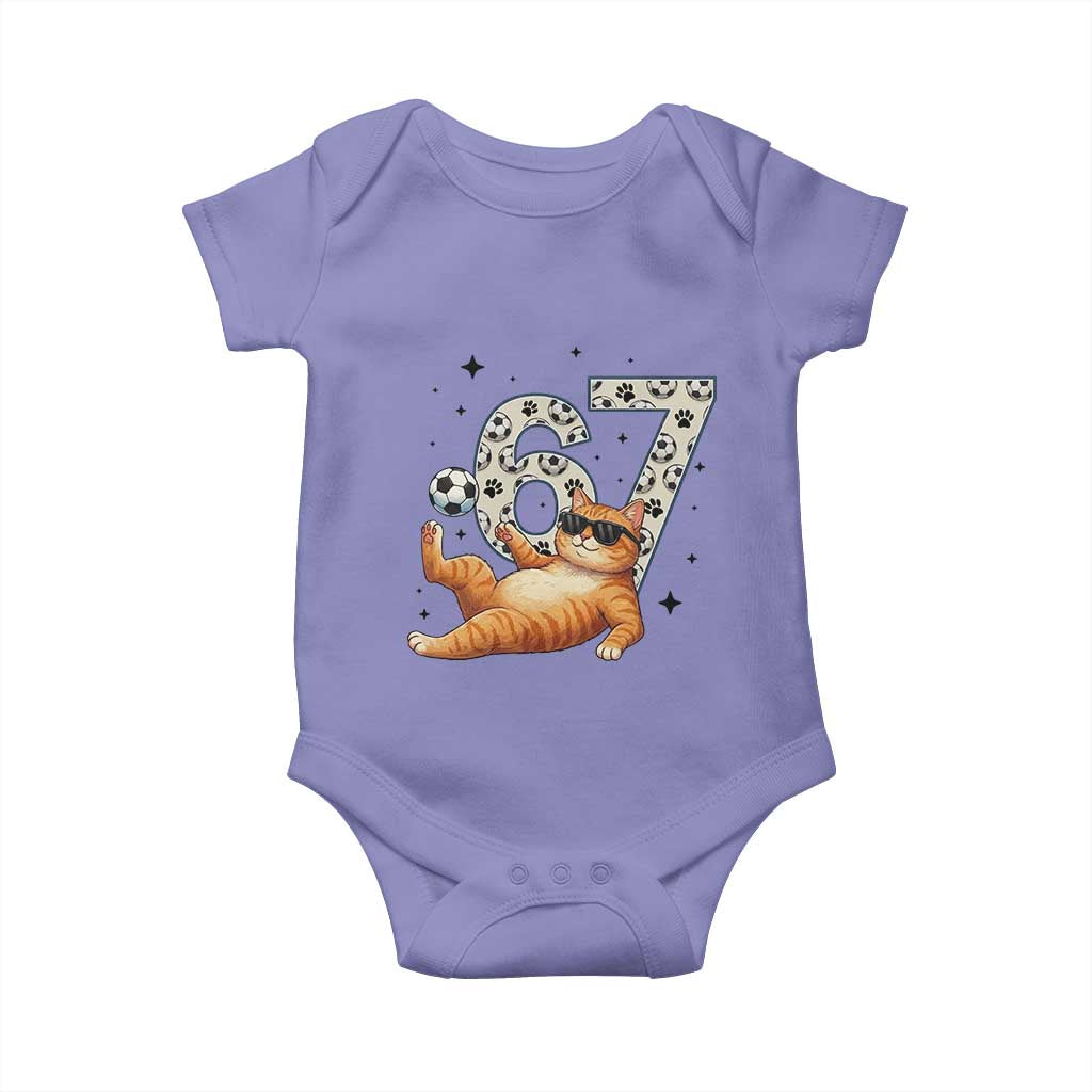 Funny Cat Playing Soccer Baby Onesie Six Seven Meme TS12 Violet Print Your Wear