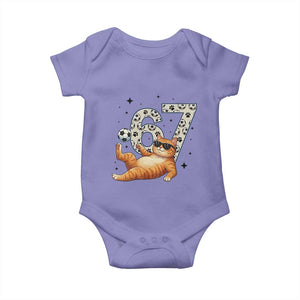 Funny Cat Playing Soccer Baby Onesie Six Seven Meme TS12 Violet Print Your Wear