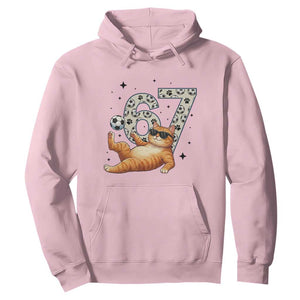 Funny Cat Playing Soccer Hoodie Six Seven Meme TS12 Light Pink Print Your Wear