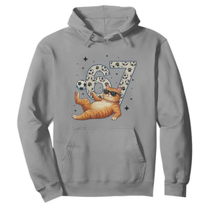 Funny Cat Playing Soccer Hoodie Six Seven Meme TS12 Sport Gray Print Your Wear