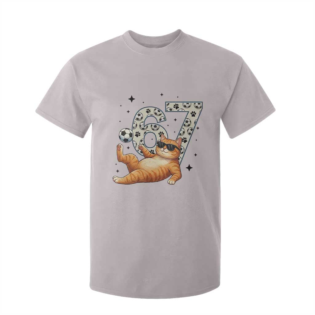 Funny Cat Playing Soccer T Shirt For Kid Six Seven Meme TS12 Ice Gray Print Your Wear