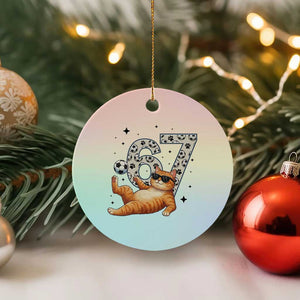 Funny Cat Playing Soccer Ceramic Ornament Six Seven Meme TS12 1pc Pastel Print Your Wear