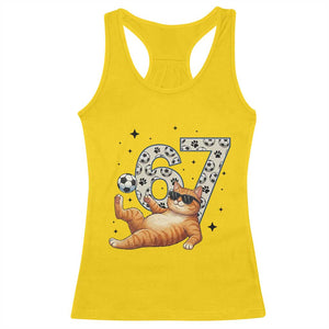 Funny Cat Playing Soccer Racerback Tank Top Six Seven Meme TS12 Daisy Print Your Wear