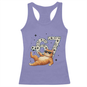 Funny Cat Playing Soccer Racerback Tank Top Six Seven Meme TS12 Violet Print Your Wear
