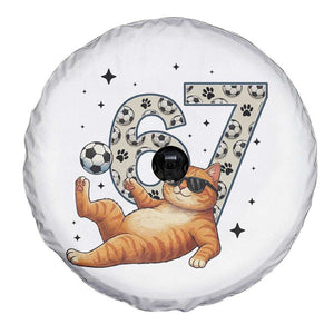 Funny Cat Playing Soccer Spare Tire Cover Six Seven Meme TS12 Print Your Wear