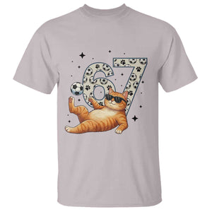 Funny Cat Playing Soccer T Shirt Six Seven Meme TS12 Ice Gray Print Your Wear