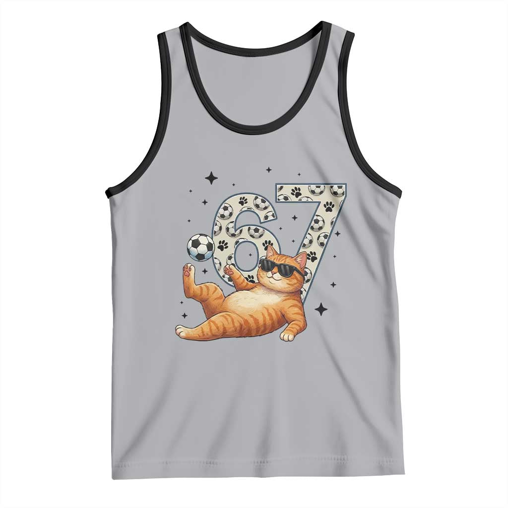 Funny Cat Playing Soccer Tank Top Six Seven Meme TS12 Athletic Heather Black Print Your Wear