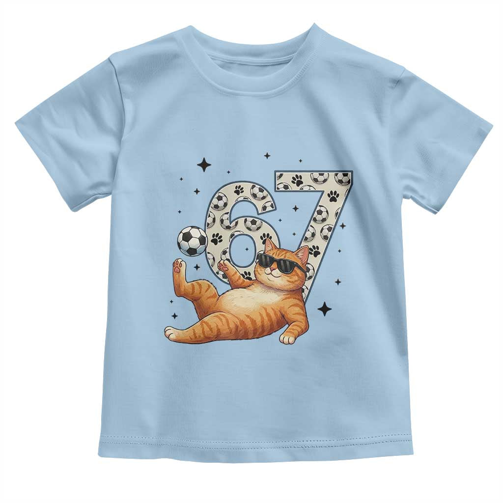 Funny Cat Playing Soccer Toddler T Shirt Six Seven Meme TS12 Light Blue Print Your Wear