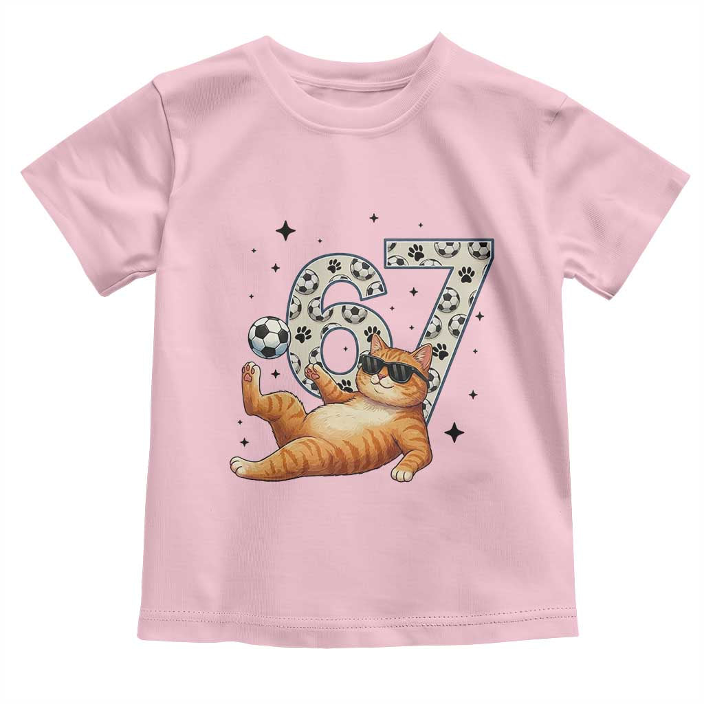 Funny Cat Playing Soccer Toddler T Shirt Six Seven Meme TS12 Light Pink Print Your Wear