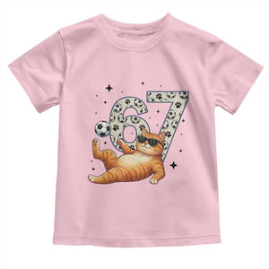 Funny Cat Playing Soccer Toddler T Shirt Six Seven Meme TS12 Light Pink Print Your Wear
