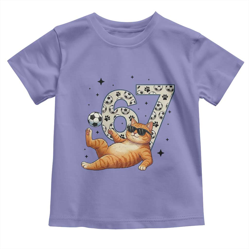 Funny Cat Playing Soccer Toddler T Shirt Six Seven Meme TS12 Violet Print Your Wear