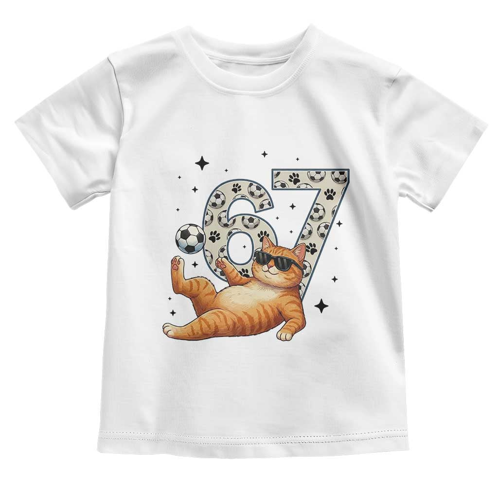 Funny Cat Playing Soccer Toddler T Shirt Six Seven Meme TS12 White Print Your Wear