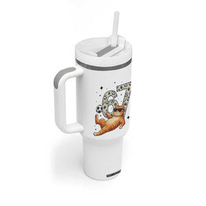 Funny Cat Playing Soccer Tumbler With Handle Six Seven Meme TS12 Print Your Wear