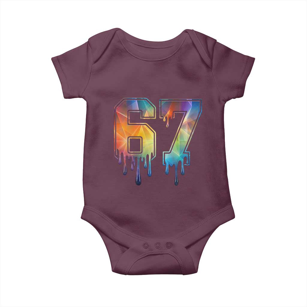 Funny Six Seven Prism Effect Printed Meme Baby Onesie TS12 Maroon Print Your Wear