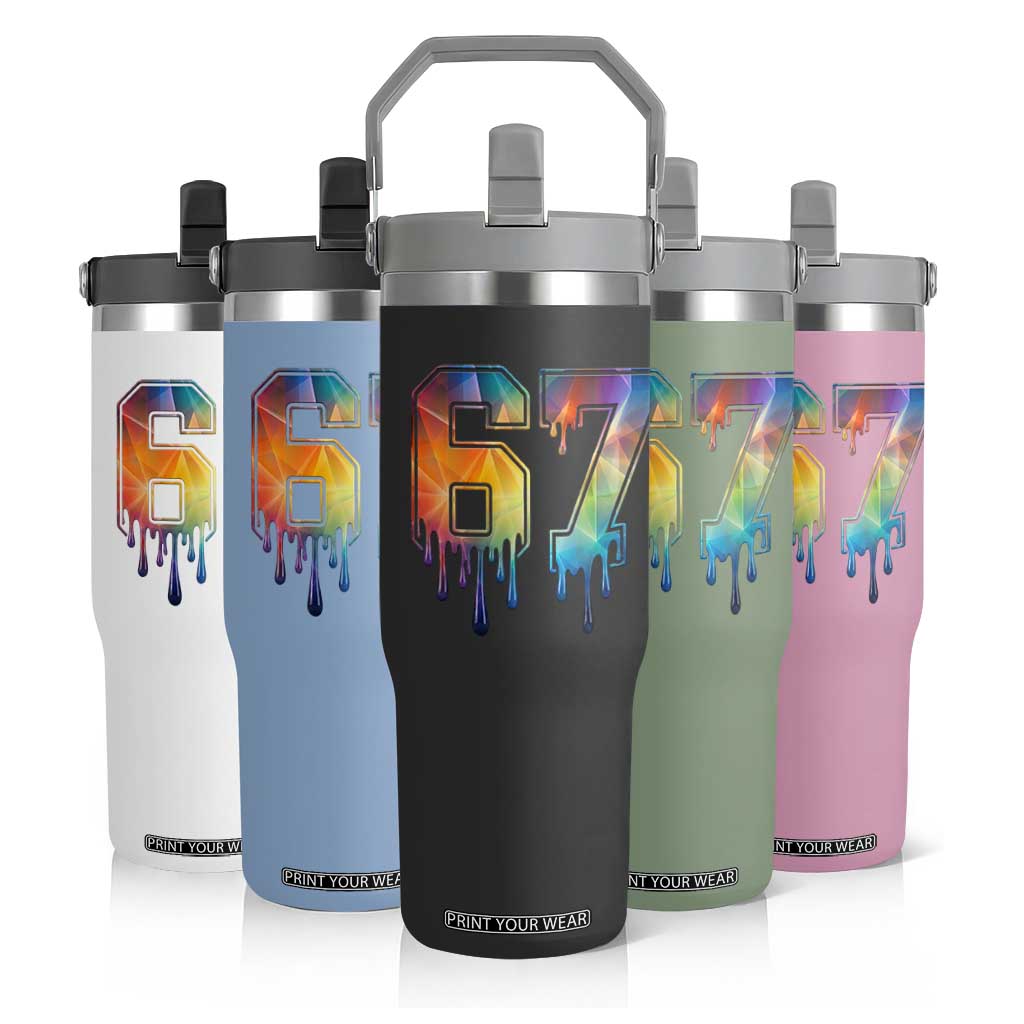 Funny Six Seven Prism Effect Printed Meme Flip Straw Tumbler TS12 Print Your Wear