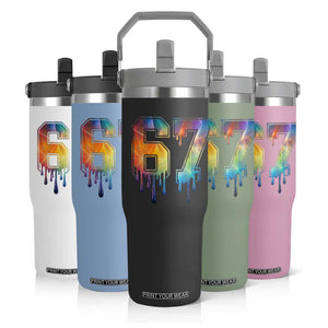 Funny Six Seven Prism Effect Printed Meme Flip Straw Tumbler TS12 Print Your Wear