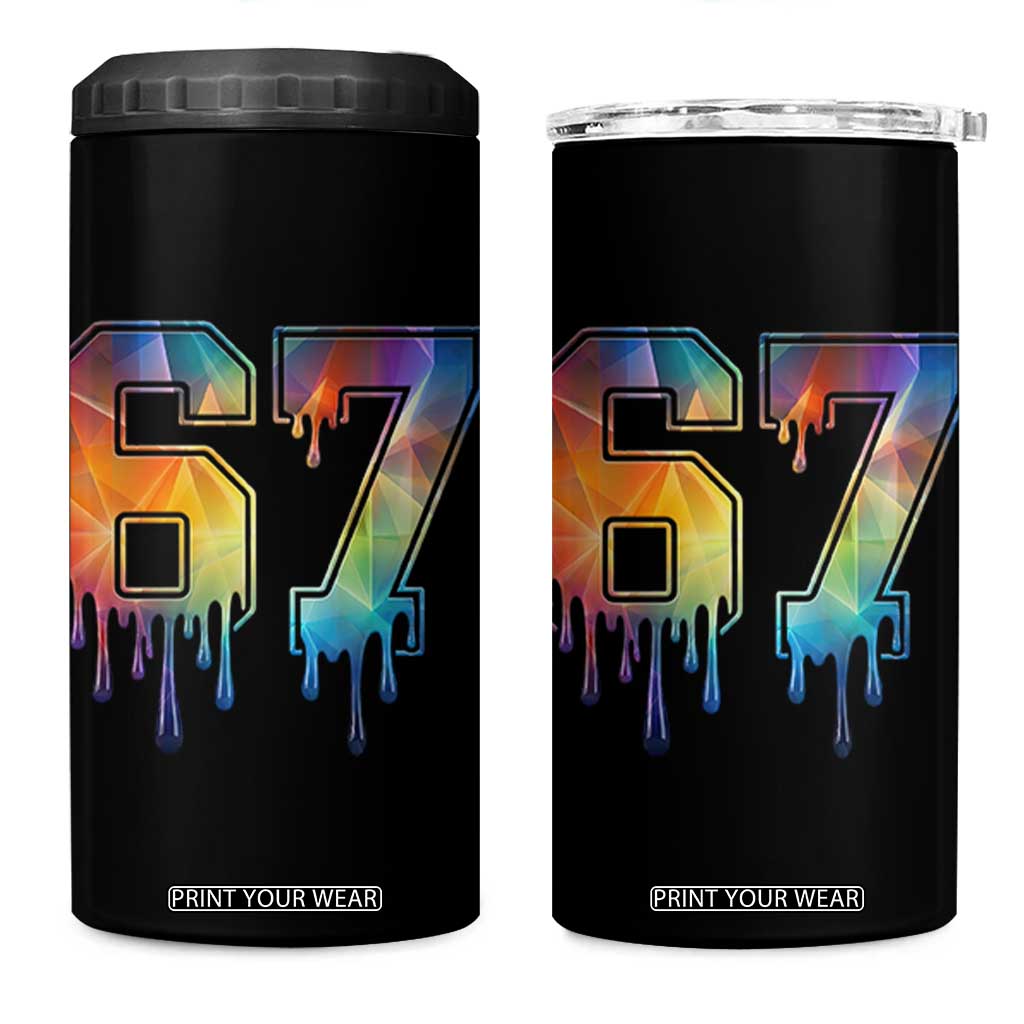 Funny Six Seven Prism Effect Printed Meme 4 in 1 Can Cooler Tumbler TS12 One Size: 16 oz Black Print Your Wear