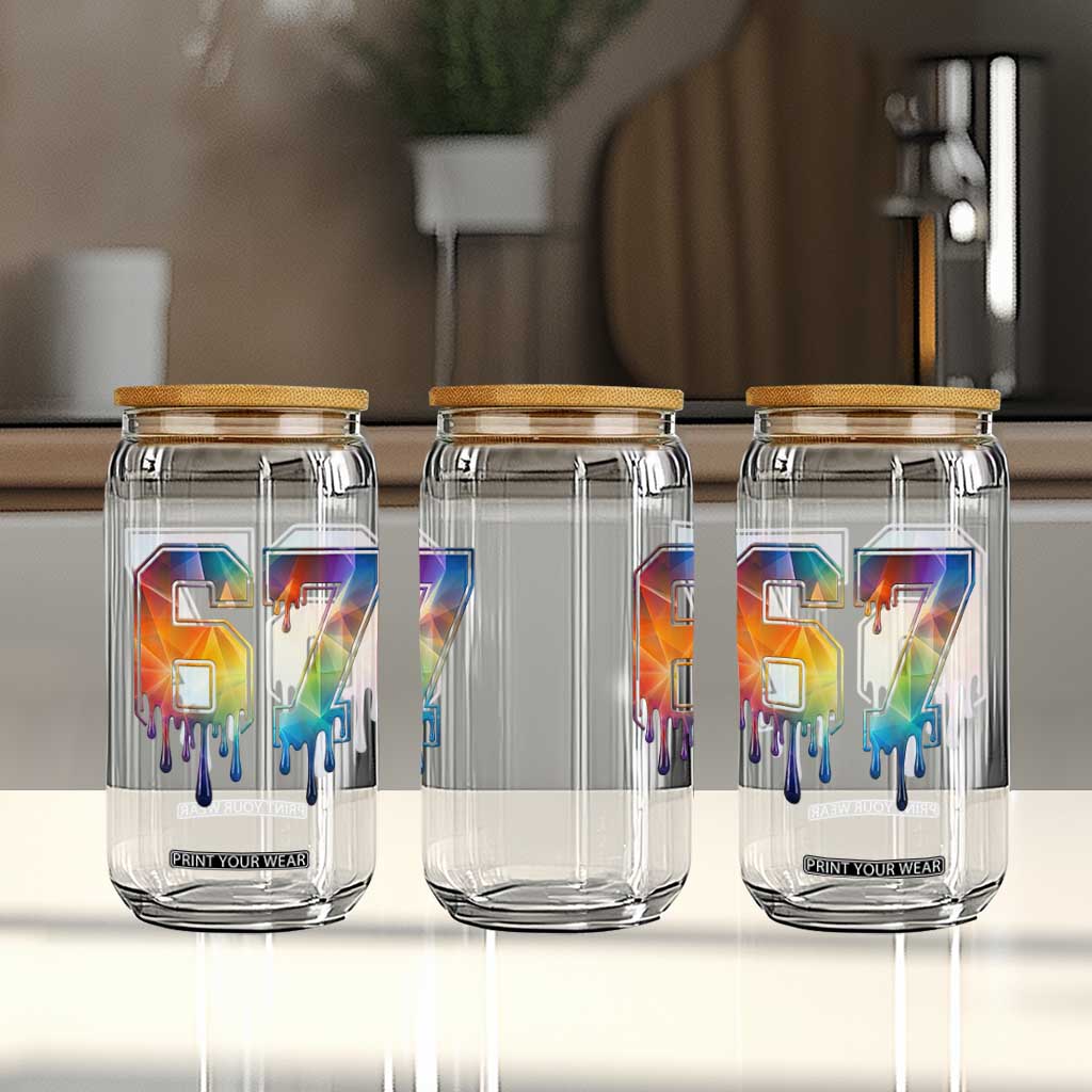 Funny Six Seven Prism Effect Printed Meme Glass Can TS12 Print Your Wear