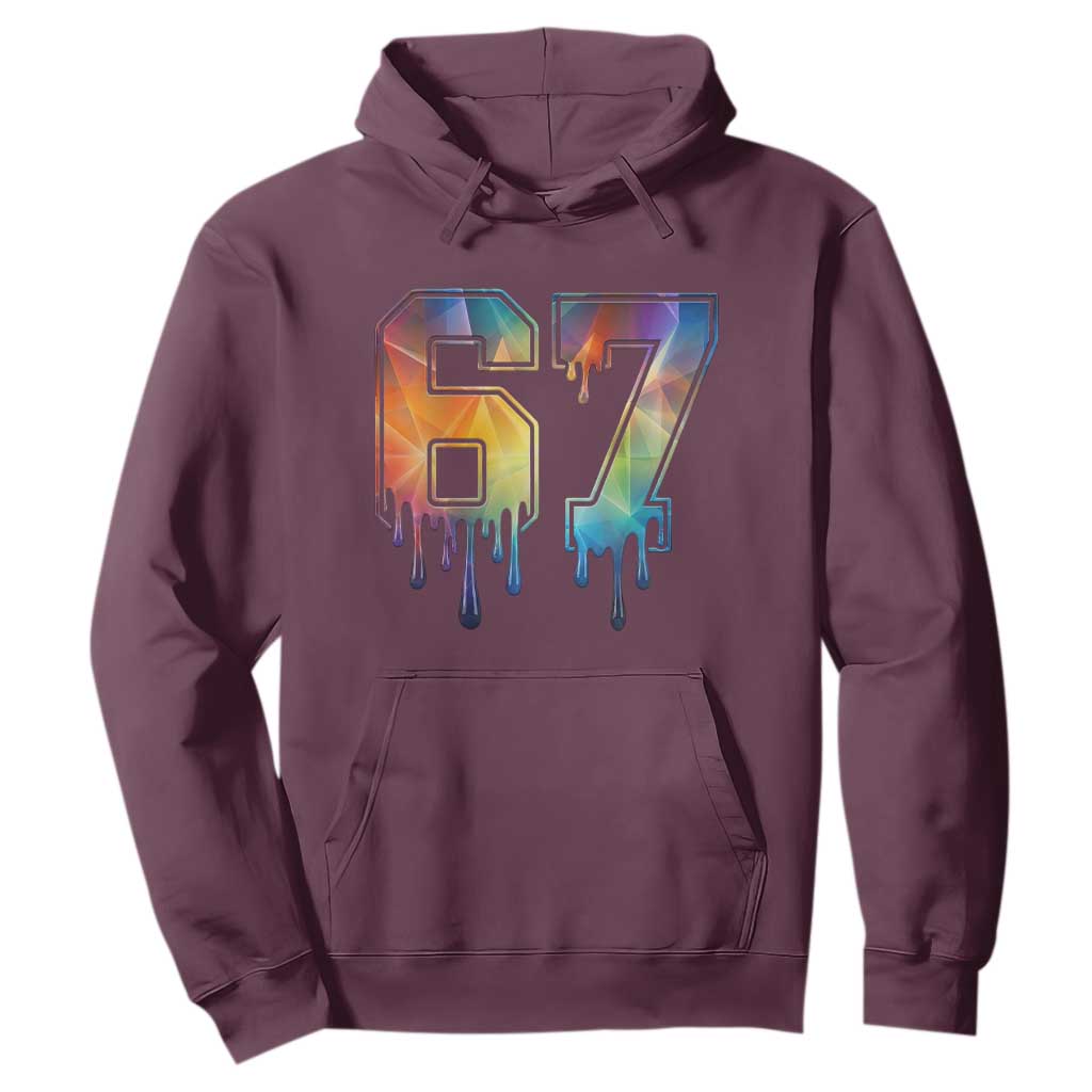 Funny Six Seven Prism Effect Printed Meme Hoodie TS12 Maroon Print Your Wear