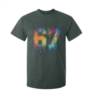 Funny Six Seven Prism Effect Printed Meme T Shirt For Kid TS12 Dark Forest Green Print Your Wear