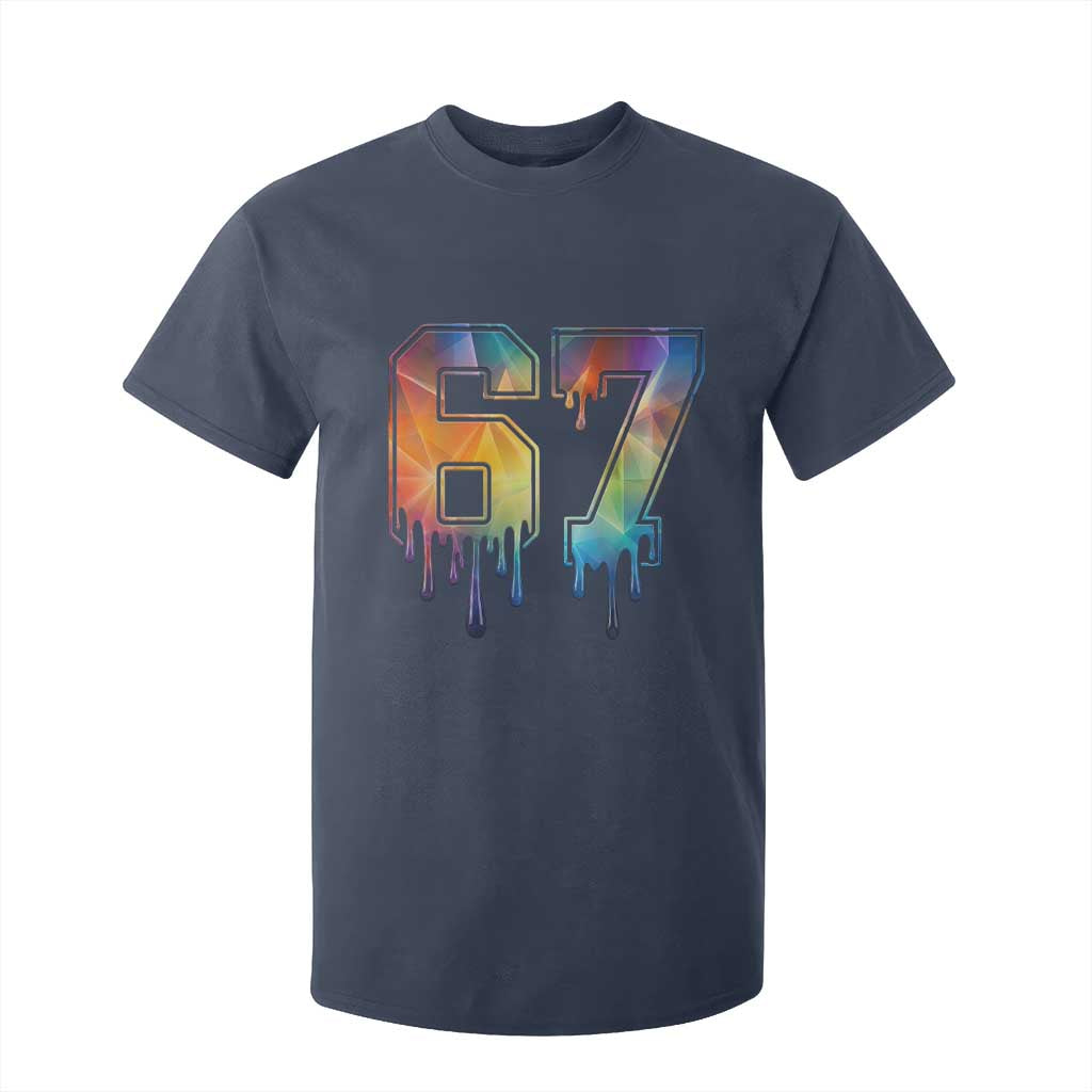 Funny Six Seven Prism Effect Printed Meme T Shirt For Kid TS12 Navy Print Your Wear
