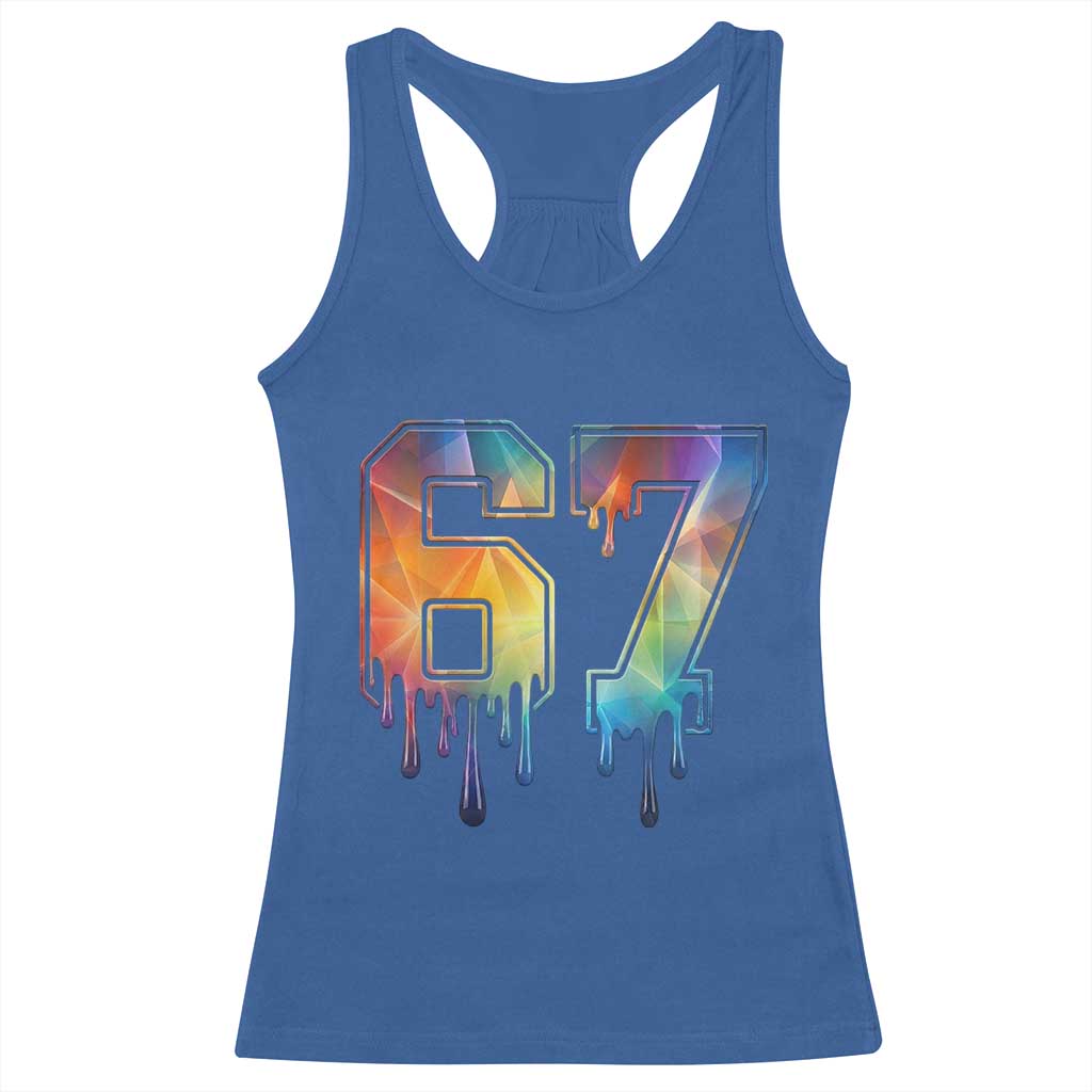 Funny Six Seven Prism Effect Printed Meme Racerback Tank Top TS12 Royal Blue Print Your Wear