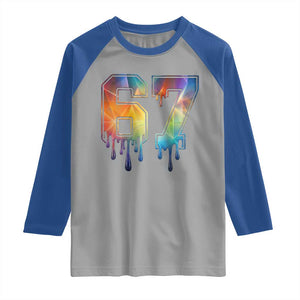 Funny Six Seven Prism Effect Printed Meme Raglan Shirt TS12 Sport Gray Royal Print Your Wear