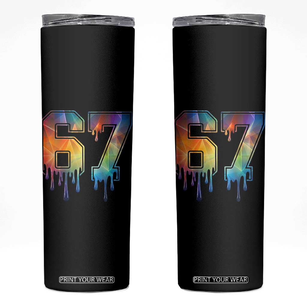 Funny Six Seven Prism Effect Printed Meme Skinny Tumbler TS12 Black Print Your Wear