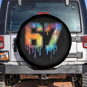 Funny Six Seven Prism Effect Printed Meme Spare Tire Cover TS12 No hole Black Print Your Wear