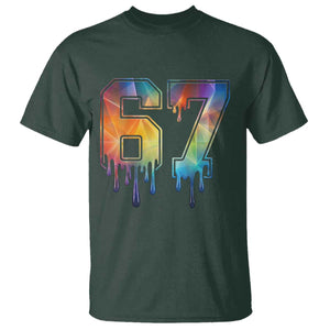 Funny Six Seven Prism Effect Printed Meme T Shirt TS12 Dark Forest Green Print Your Wear