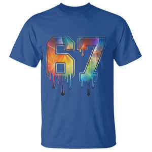 Funny Six Seven Prism Effect Printed Meme T Shirt TS12 Royal Blue Print Your Wear