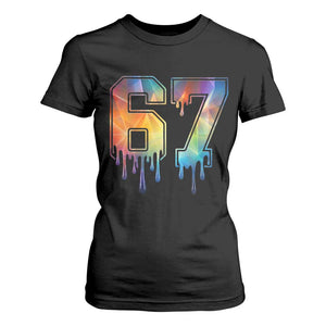 Funny Six Seven Prism Effect Printed Meme T Shirt For Women TS12 Black Print Your Wear
