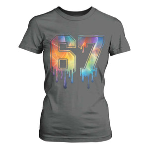 Funny Six Seven Prism Effect Printed Meme T Shirt For Women TS12 Dark Heather Print Your Wear