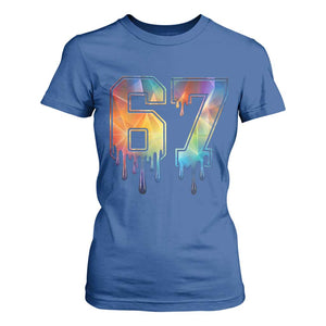 Funny Six Seven Prism Effect Printed Meme T Shirt For Women TS12 Royal Blue Print Your Wear
