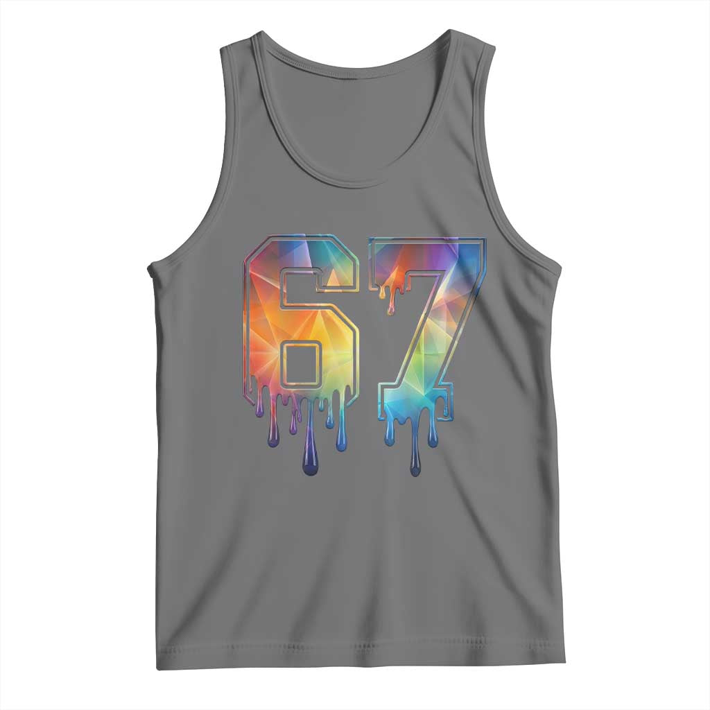 Funny Six Seven Prism Effect Printed Meme Tank Top TS12 Black Heather Print Your Wear