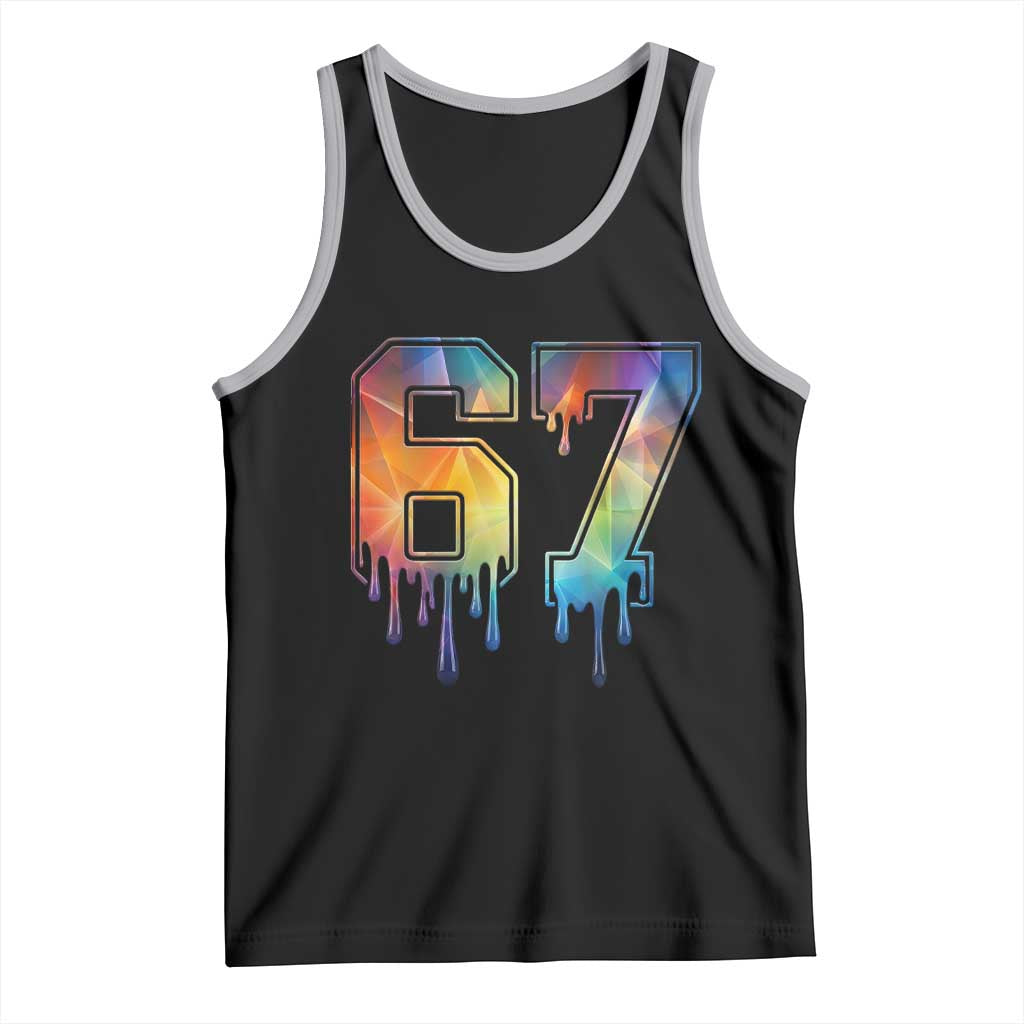 Funny Six Seven Prism Effect Printed Meme Tank Top TS12 Black Athletic Heather Print Your Wear