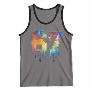 Funny Six Seven Prism Effect Printed Meme Tank Top TS12 Deep Heather Black Print Your Wear