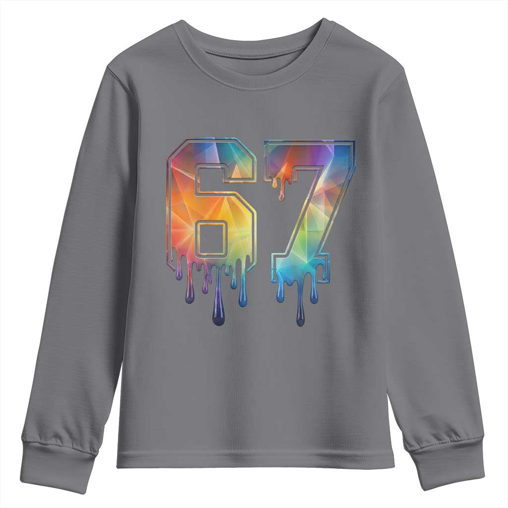 Funny Six Seven Prism Effect Printed Meme Youth Sweatshirt TS12 Charcoal Print Your Wear